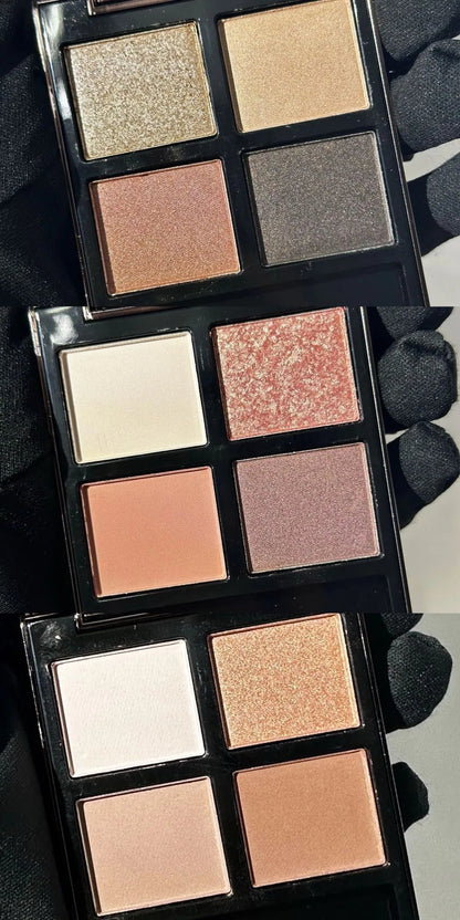 Four earth-tone eyeshadow shades in a compact palette