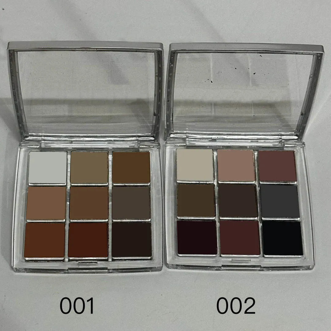 Eyeshadow palette open with color swatches demonstrating finish variety