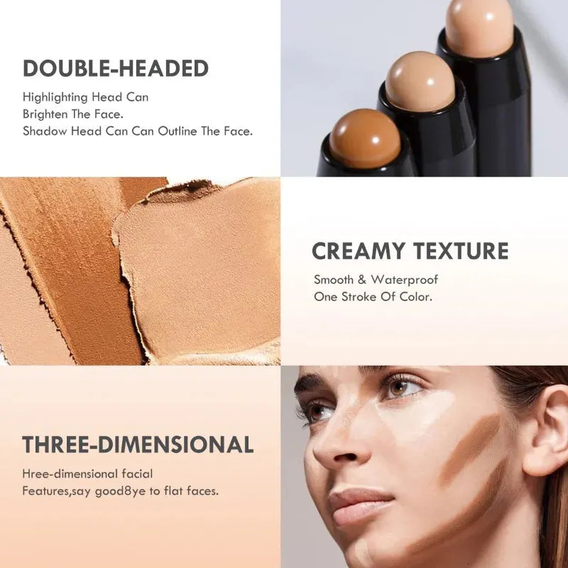 Three color options of concealer sticks displayed side by side