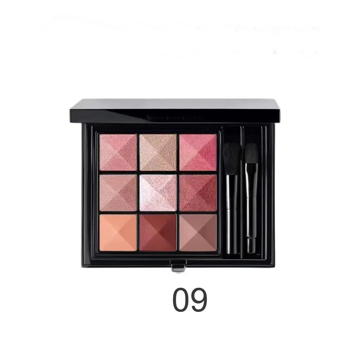 Eyeshadow palette open with mirror and nine color selection