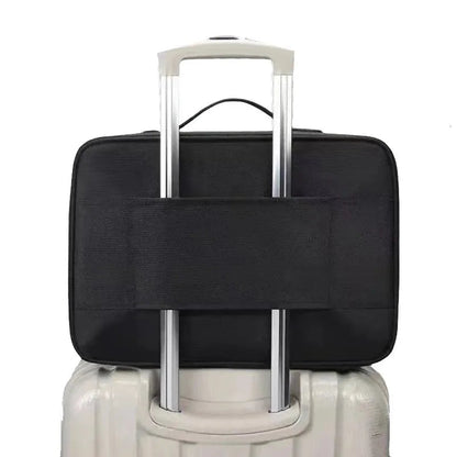 Travel makeup case in various colors with secure closure and durable materials