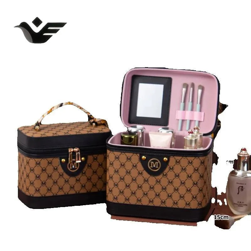 Waterproof cosmetic organizer with large capacity and handheld case