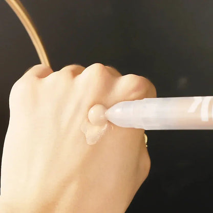 Makeup product displayed alongside application tools