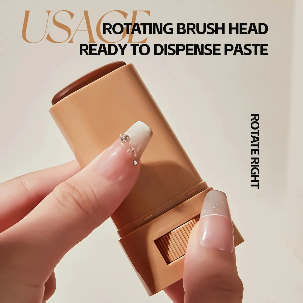 Swatches of different foundation shades arranged on neutral background