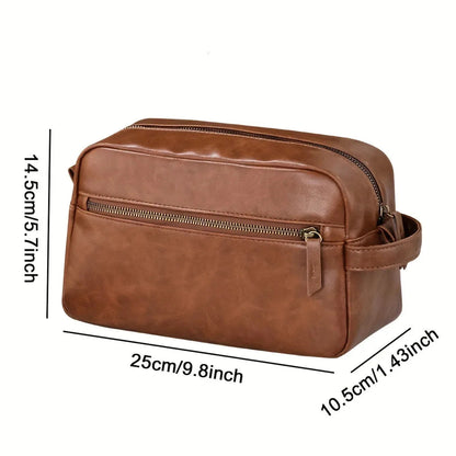 Interior view of toiletry organizer showing multiple compartments for storage