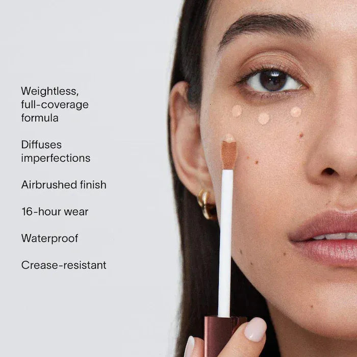 Close-up of concealer being blended on skin surface