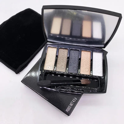 Five shimmer eyeshadow colors in a compact palette