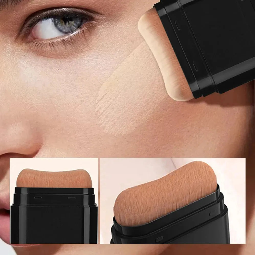 Dual-purpose concealer and foundation stick applied to hand demonstrating coverage