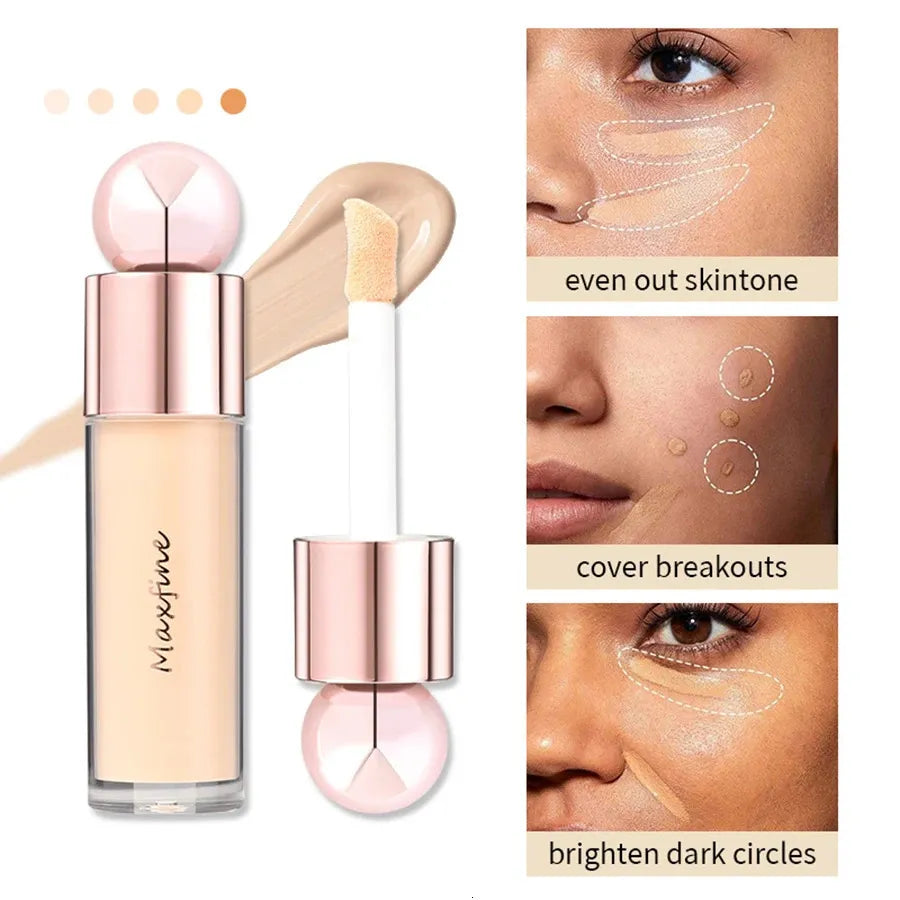 Concealer application demonstration showing coverage on facial area