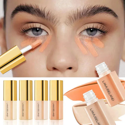 Liquid concealer product in packaging with color-correcting shades visible