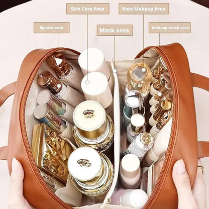Large capacity travel makeup case with fashion handle