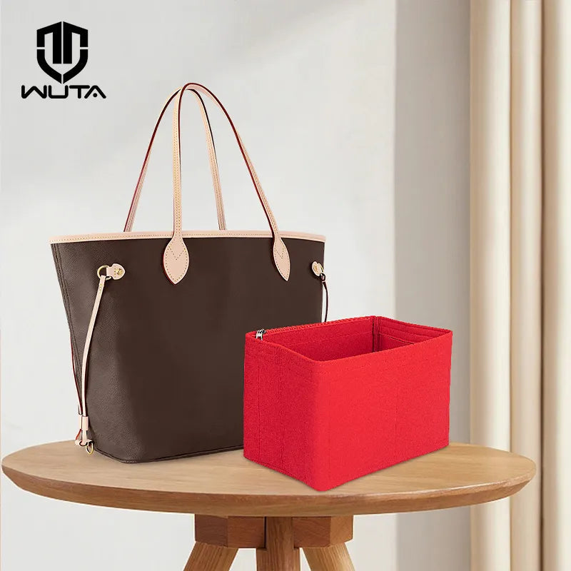 Felt bag organizer with multiple compartments for cosmetics