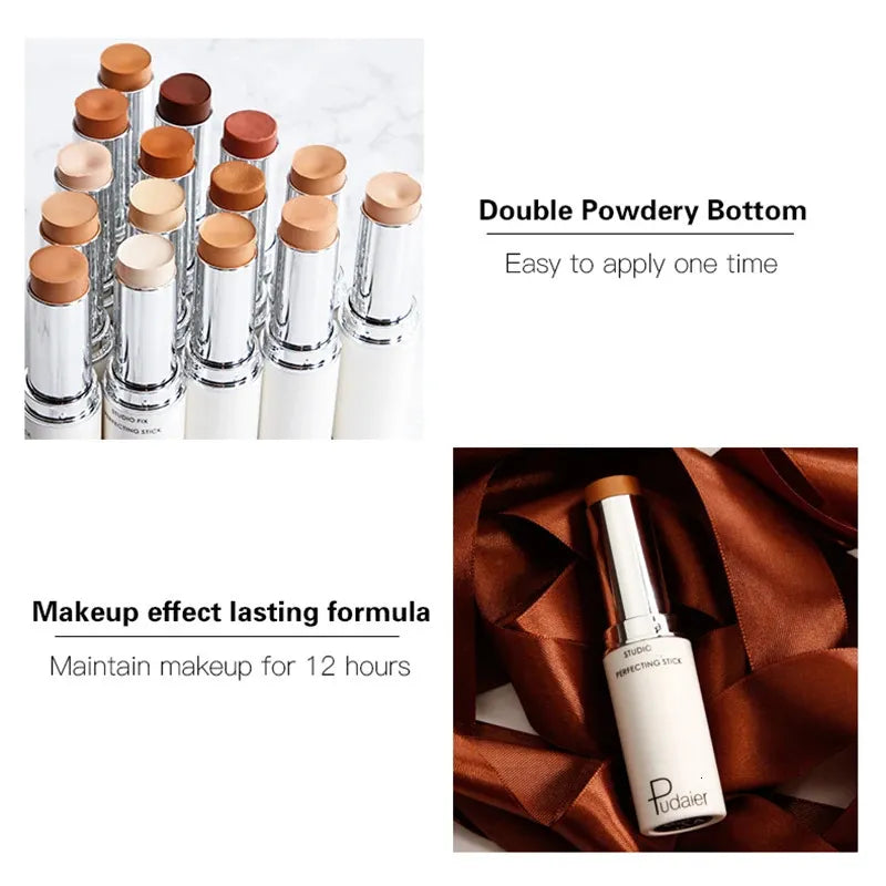Close-up view of color correcting stick tip with product visible