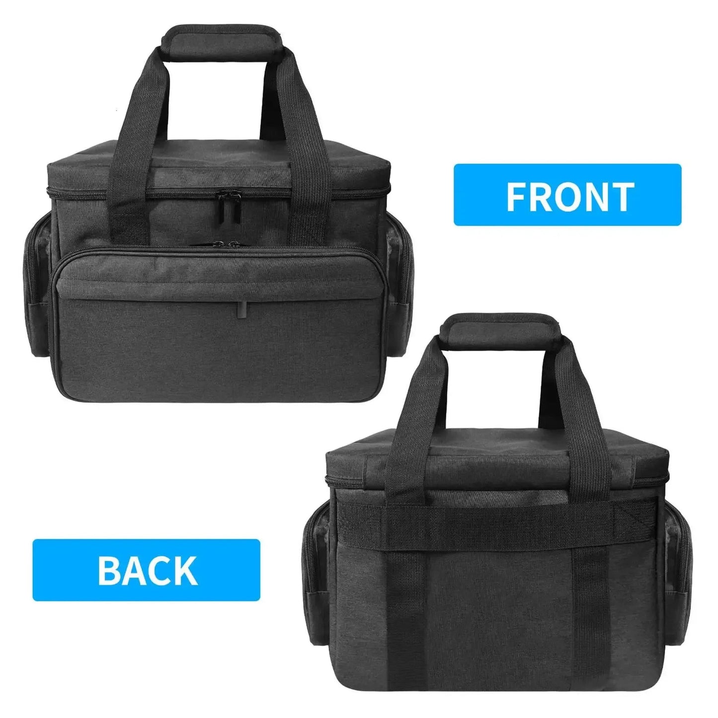 Interior view of cosmetic bag showing spacious compartment for hair tools
