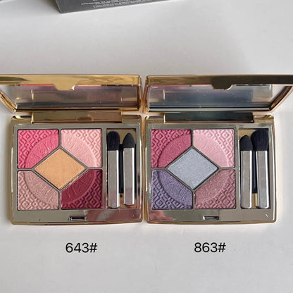 Five-color eyeshadow palette with compact design and mirror