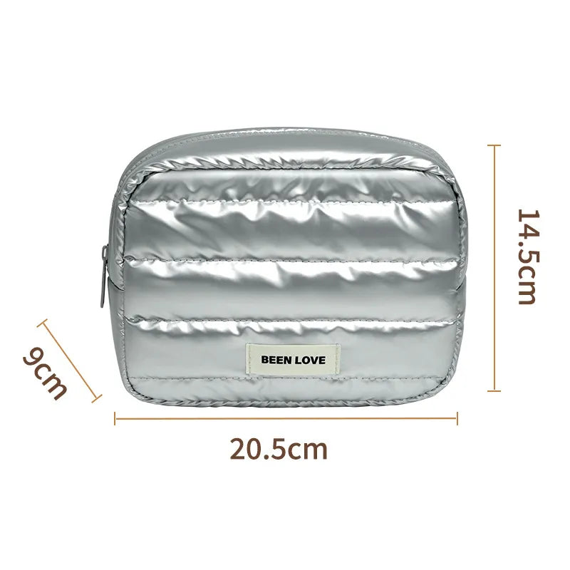 Side profile of portable cosmetic case with closure detail