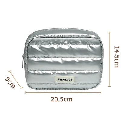 Side profile of portable cosmetic case with closure detail
