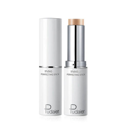 Color correcting makeup stick shown in closed position with cap