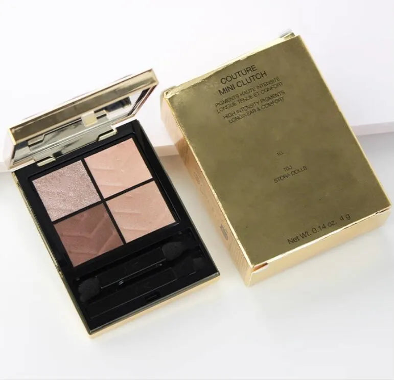 Compact eyeshadow palette showing four coordinated color shades