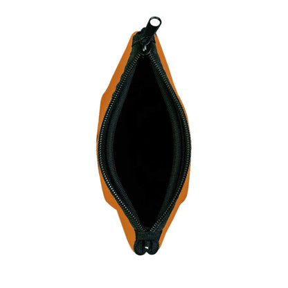 Front view of solid color cosmetic bag with zipper closure