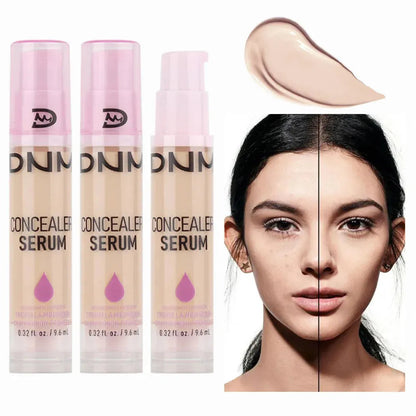 Liquid concealer bottle with applicator displayed on neutral background