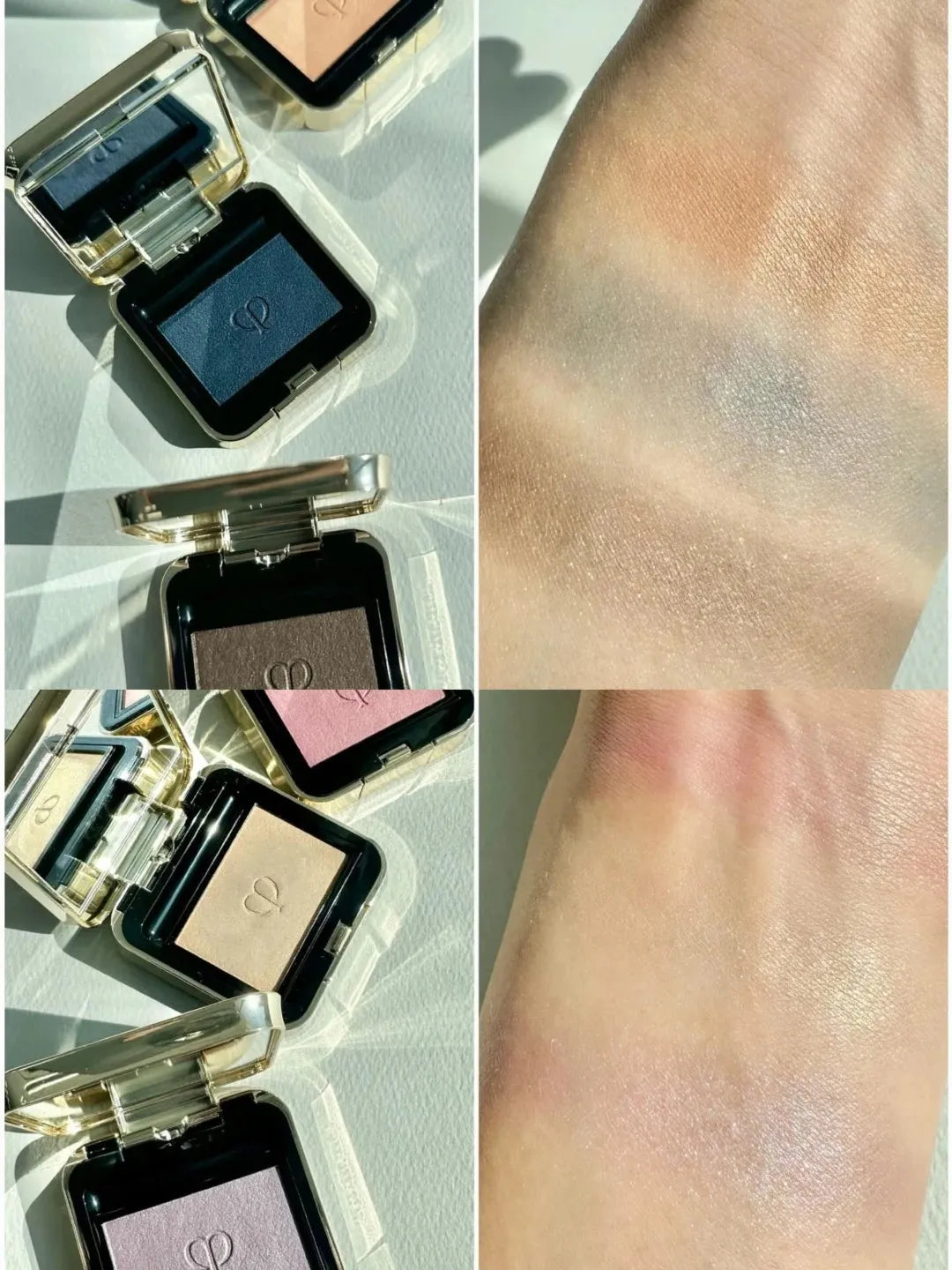 Eyeshadow palette open with six numbered color pans