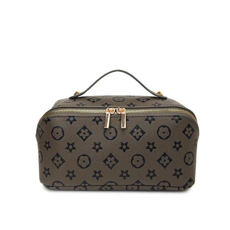 Portable storage pouch with print design for makeup and toiletry items