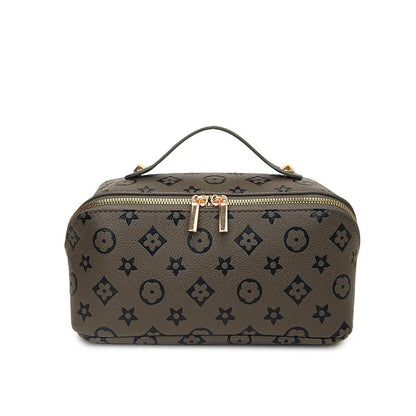 Portable storage pouch with print design for makeup and toiletry items