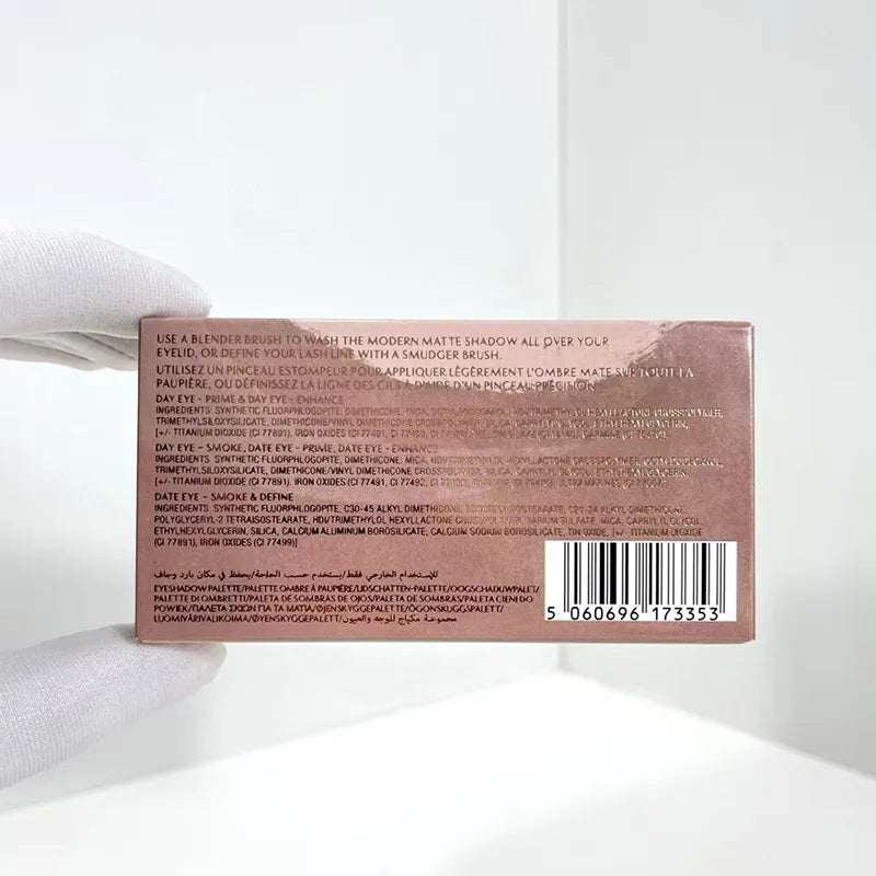 Close-up view of eyeshadow palette showing color variety