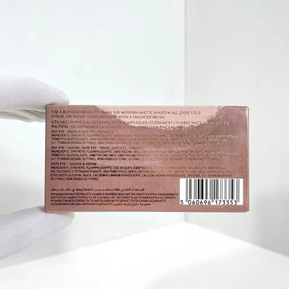 Close-up view of eyeshadow palette showing color variety