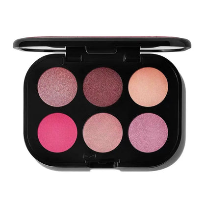 Close-up of eye shadow palette showing multiple complementary shades
