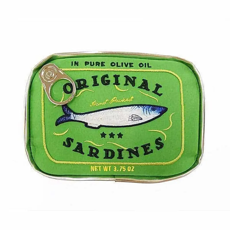 Retro canned sardines style cosmetic bag in beige color