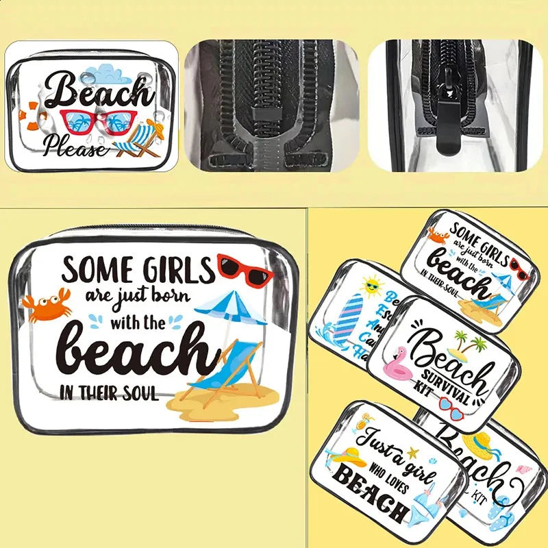 Transparent PVC cosmetic bag set with multiple sizes for organization
