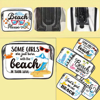 Transparent PVC cosmetic bag set with multiple sizes for organization