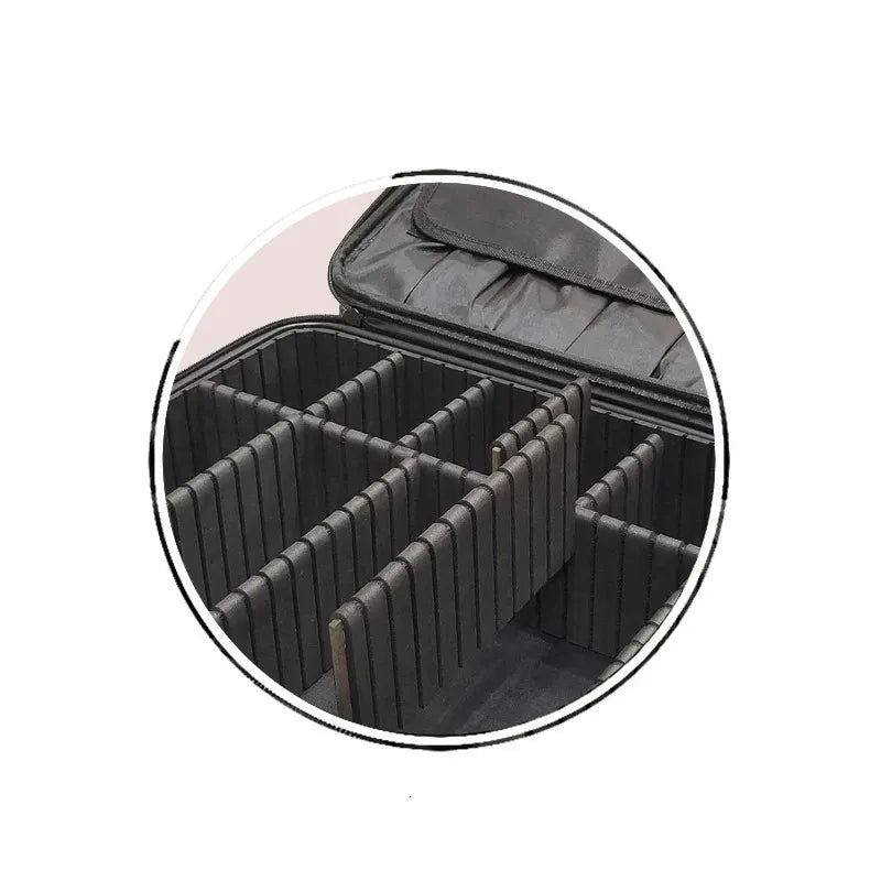 Professional travel makeup case with large capacity and multiple compartments
