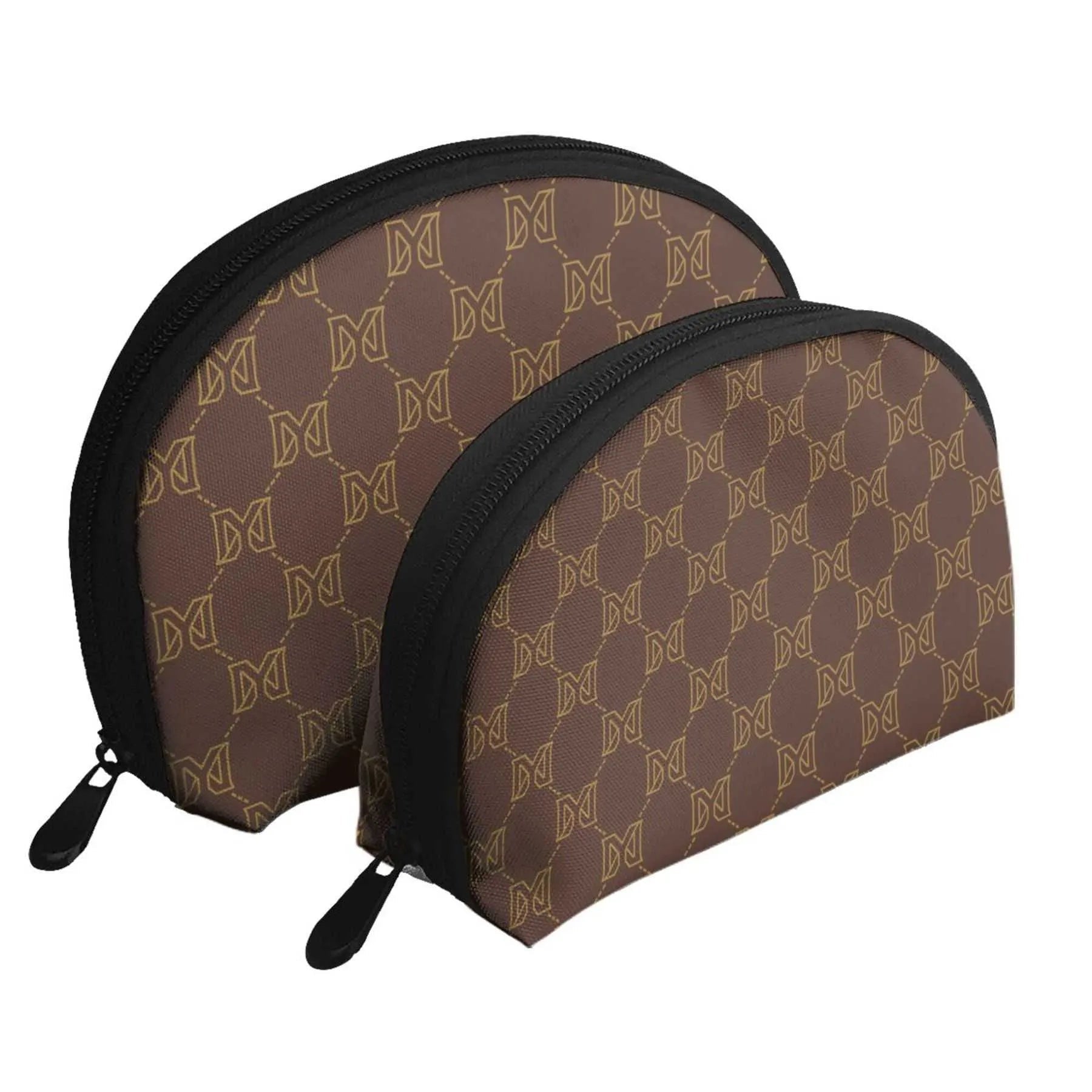 Front view of vintage-inspired cosmetic bag with zipper closure