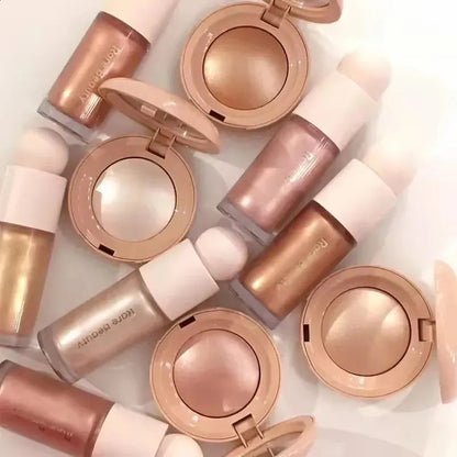 Liquid highlighter and blush duo in packaging