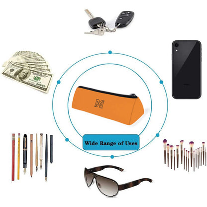 Side view of triangle case demonstrating compact portable design