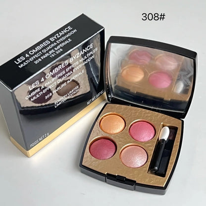 Close-up view of eyeshadow palette with waterproof formula details
