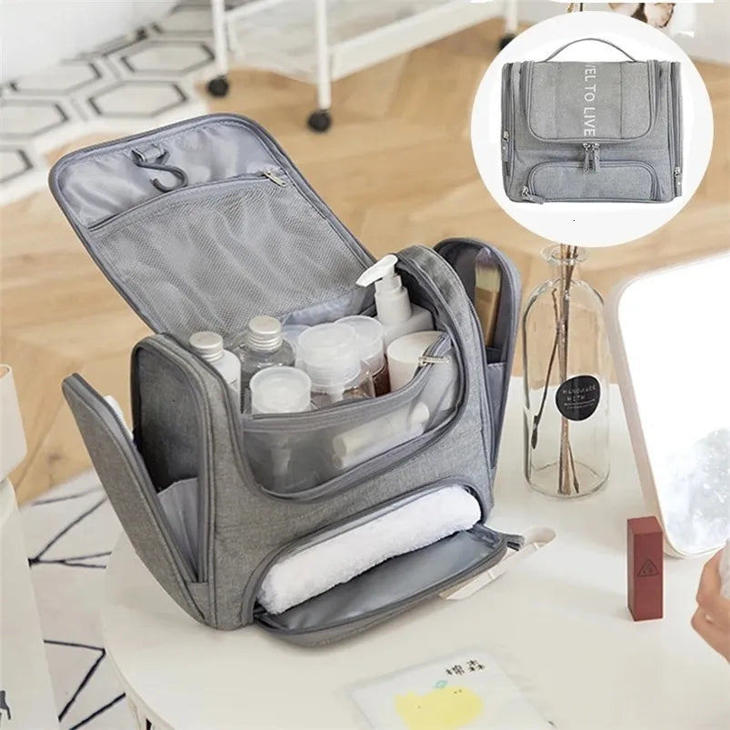 Waterproof hanging travel organizer with multiple compartments
