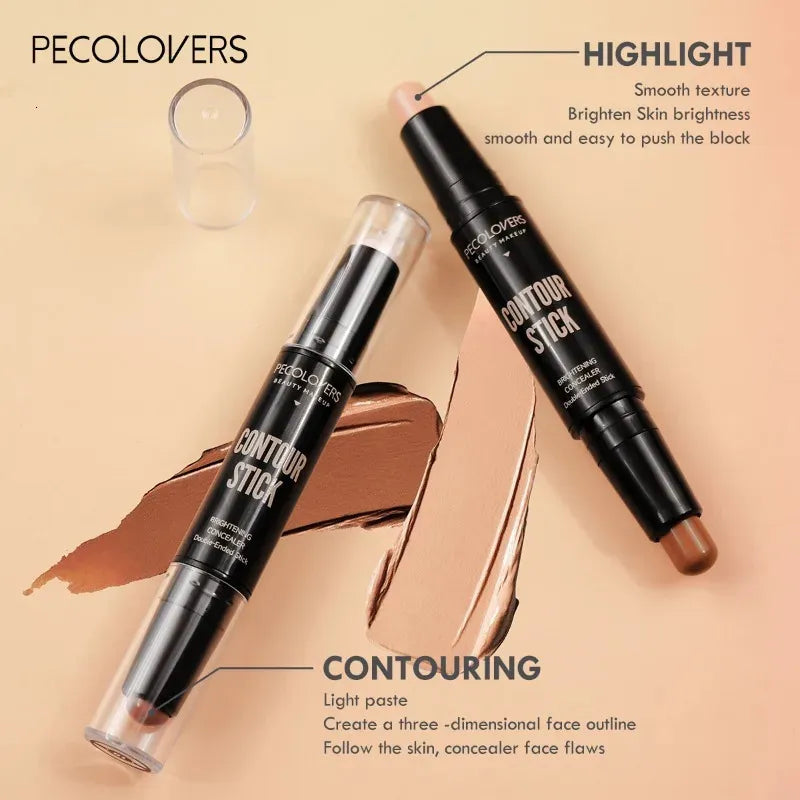 Close-up view of concealer stick being applied to facial skin