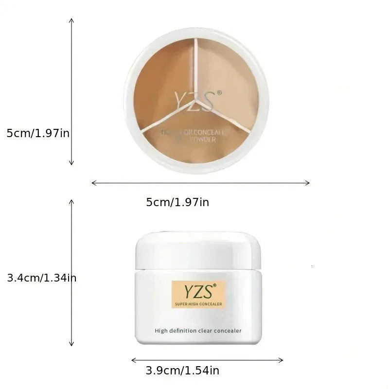 Makeup brush applying concealer from palette to under-eye area