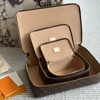 Leather jewelry storage box with floral design and multiple compartments