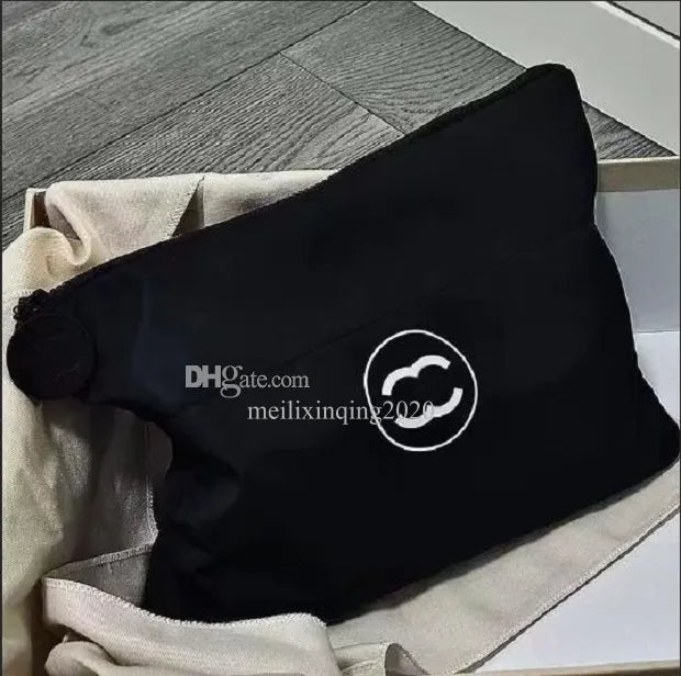 Set of three cosmetic pouches in different sizes for comparison
