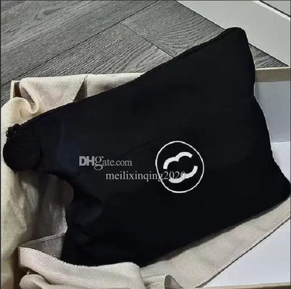 Set of three cosmetic pouches in different sizes for comparison