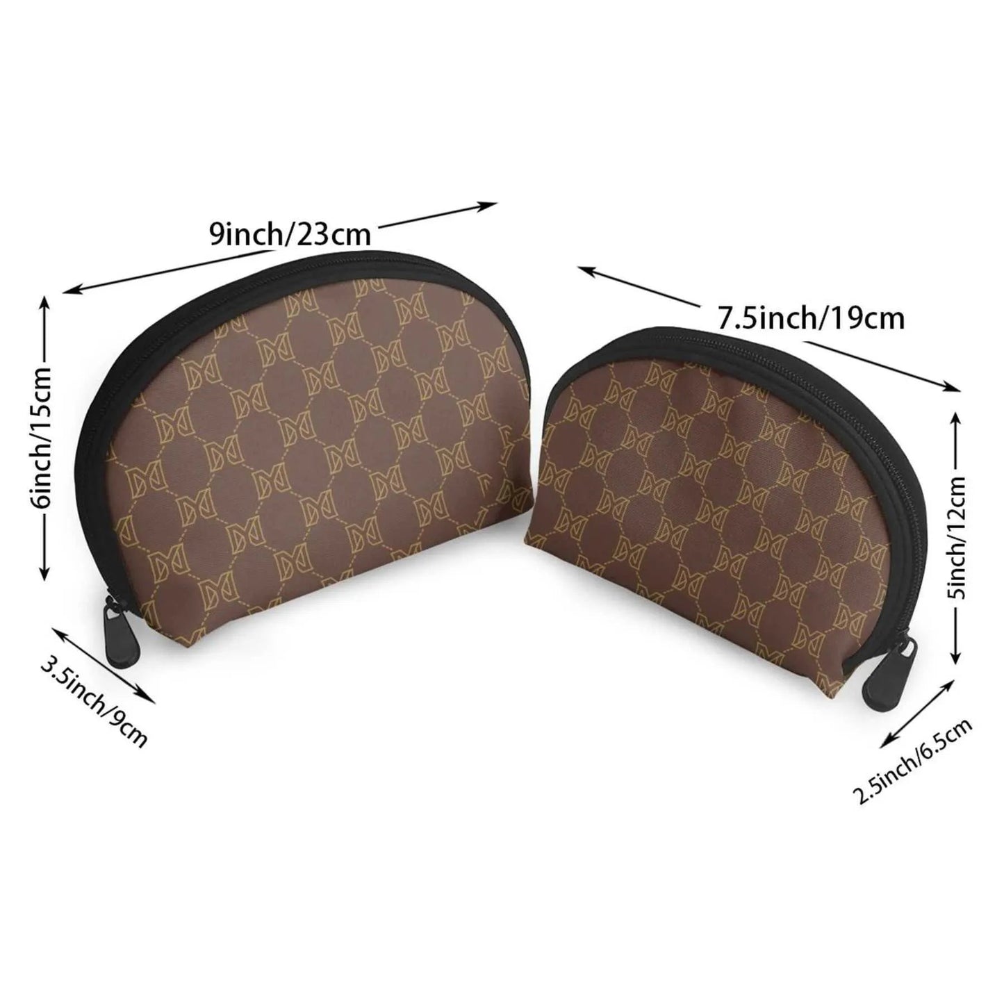 Front view of vintage-inspired cosmetic bag with zipper closure