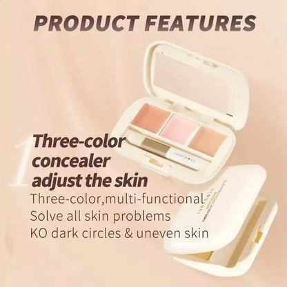 Close-up view of cream concealer texture and pigmentation on skin