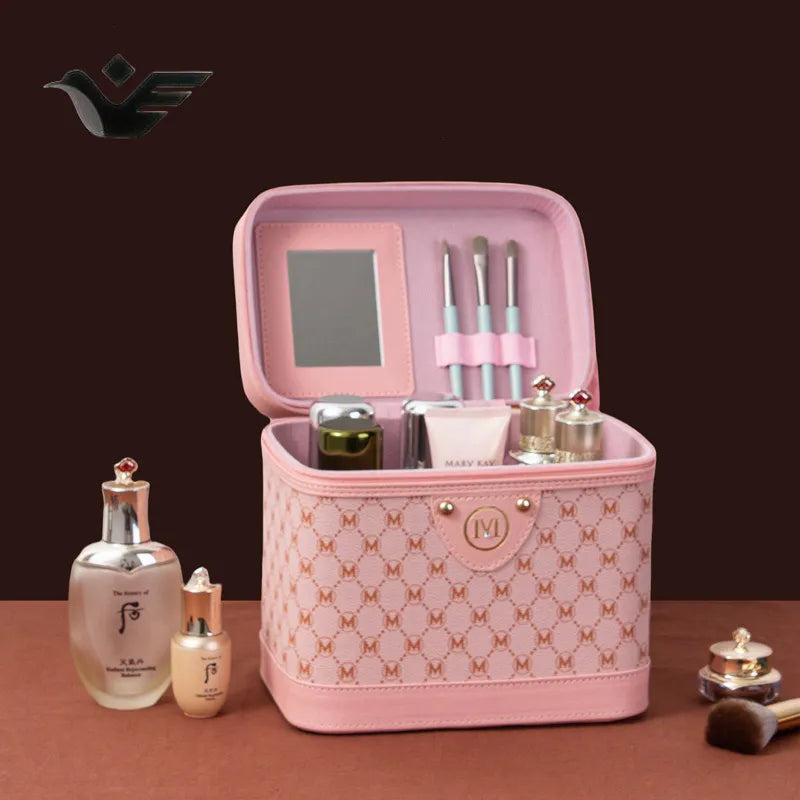 Portable handheld case for makeup and personal item storage