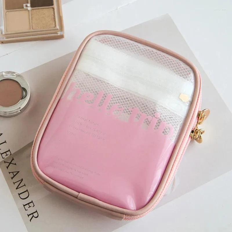 Small transparent clutch for cosmetics and accessories organization