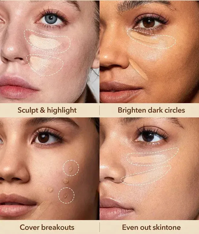 Close-up view of concealer texture and finish on skin surface